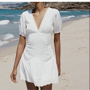 Zara white short sleeve mini dress